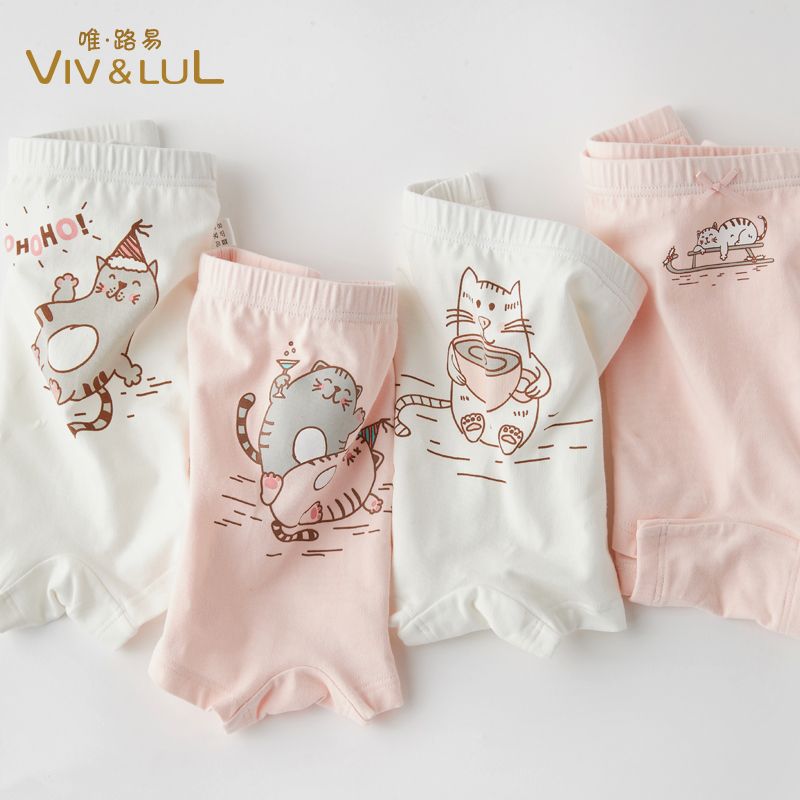 high quality multi-pack cotton children cartoon printed girls underwear